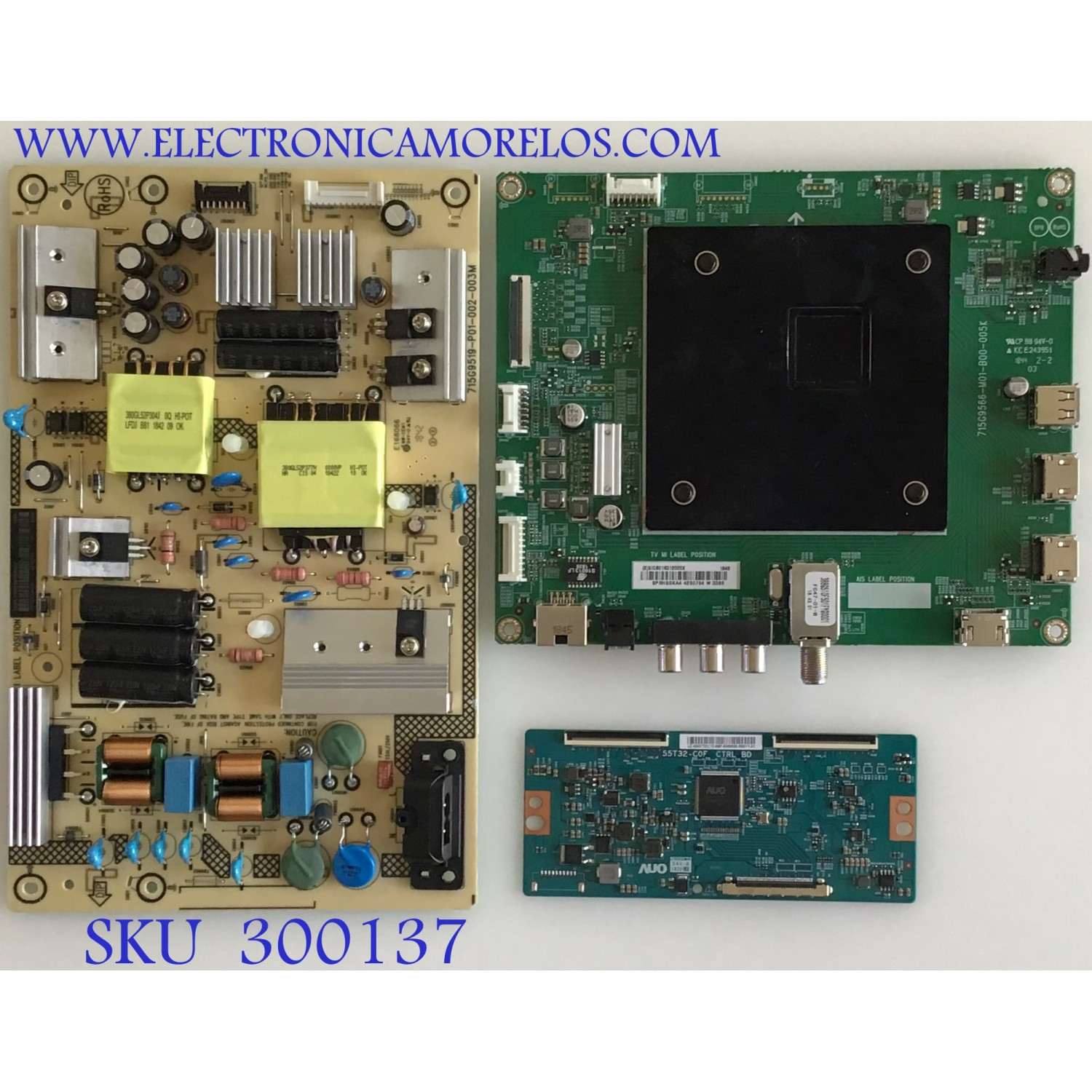 KIT DE TARJETAS PARA TV INSIGNIA / MAIN XICB01K012 / 715G9566-M01-B00-005K / FUENTE PLTVHY301XAGD / 715G9519-P01-002-003M / T-CON 5550T32C13 / 55T32-C0F / PANEL TPT500U1-QVN03.U / MODELO NS-50DF710NA19